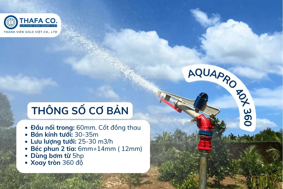 Béc Tưới Aquapro 40X 360 4 Béc Tưới Aquapro 40X xoay 360