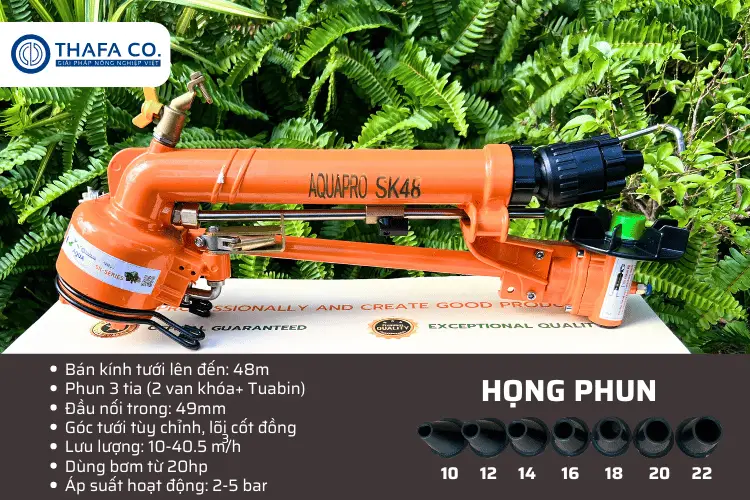 Các Dòng Béc Súng Tưới Cà Phê Cho Vườn Lớn – Chọn Thafaco Uy Tín 3 Béc súng tưới cà phê Aqupro SK48 Pro
