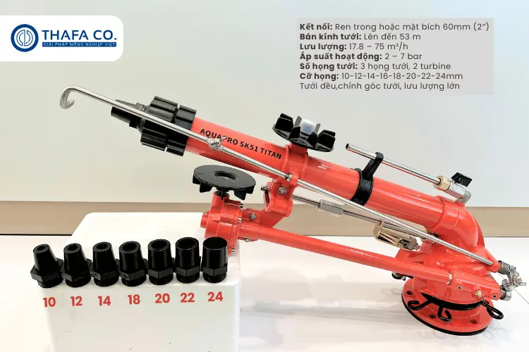 Hơn 10 Loại Súng Béc Tưới Phun Mưa | Giải Pháp Tưới Tiêu 5 Súng béc tưới phun mưa Aquapro SK51 Pro