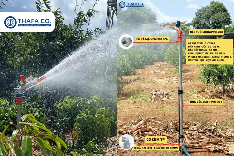 Béc tưới cánh đập lớn Aquapro 40X xoay 360 độ