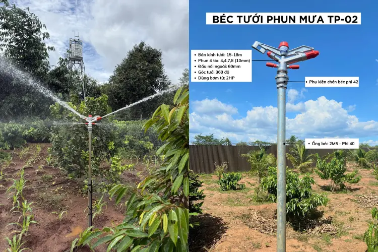 Béc tưới 4 tia Thành Phát – Cấu tạo, nguyên lý hoạt động và hướng dẫn lắp đặt 2 Cách lắp đặt hoàn chỉnh béc tưới 4 tia Thành Phát